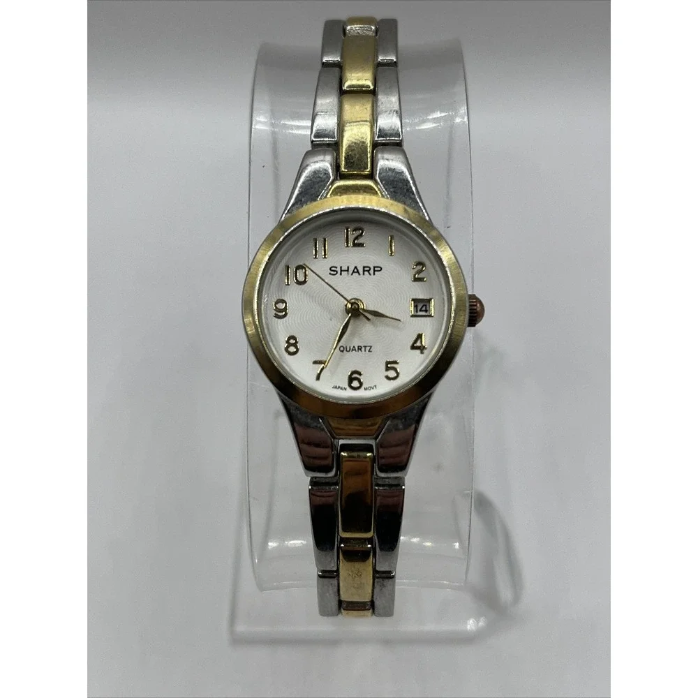 Sharp‎ Women's Quartz Watch Two Tone Band Date Indicator- New Battery